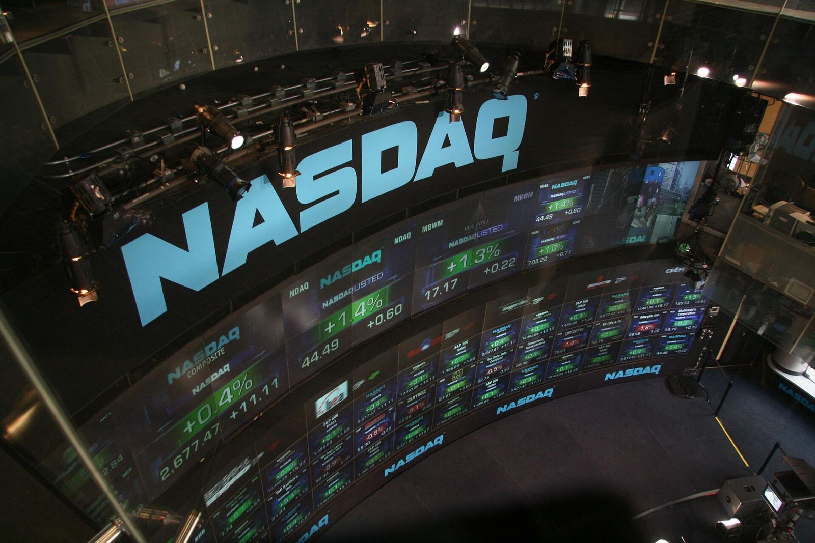 Nasdaq borsasında hisse senedi fiyatlarını gösteren ekran