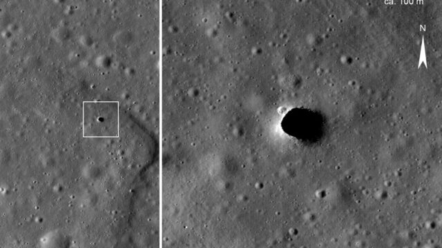 Ay'daki Marius Tepeleri çukurunun NASA Lunar Reconnaissance Orbiter kamerasıyla çekilmiş görüntüsü