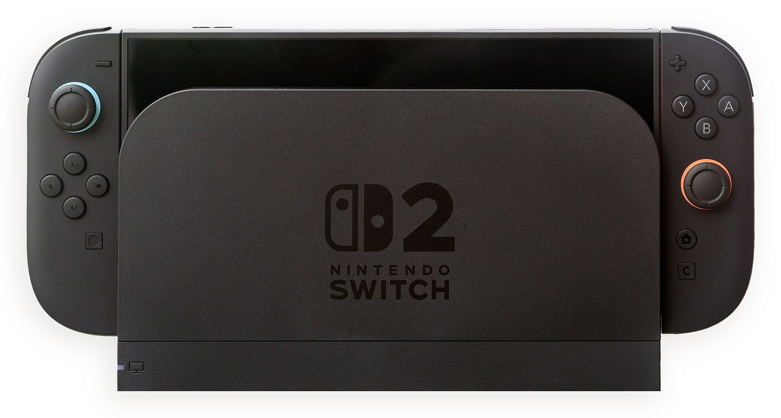 Docklanmış hâlde duran Nintendo Switch 2 konsolu